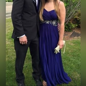 Black Label Navy Strapless Dress with Beaded Detail - Size 4 - Prom Dress